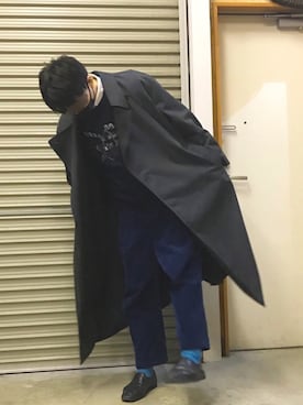 「フレンチカジュアル」｜「アイテム（トレンチコート）」を使った、たいしょ、さん（メンズ・175cm）の冬コーディネート