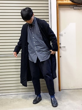 「オーバーコート」｜「アイテム（スリッポン）」を使った、たいしょ、さん（メンズ・175cm）の冬コーディネート