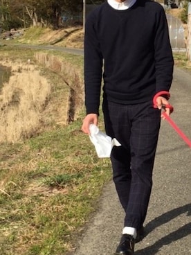 「ネイビー×ホワイト」｜「アイテム（その他シューズ）」を使った、Rさん（メンズ・173cm）の秋コーディネート