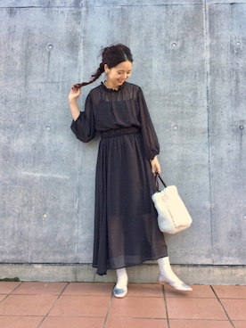 「Kastane（カスタネ）のフラットレザーパンプス（パンプス）」を使った、MihoUesugiさん（レディース・154cm）の冬コーディネート