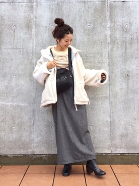 「Kastane」｜「アイテム（ブーティ）」を使った、MihoUesugiさん（レディース・154cm）の冬コーディネート