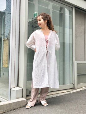 「Kastane（カスタネ）のレーヨンスラックスパンツ３（スラックス）」を使った、MihoUesugiさん（レディース・154cm）の春コーディネート