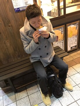 「RAGEBLUE（レイジブルー）のアイテム（ピーコート）」を使った、じょーさん（メンズ・170cm）の秋コーディネート