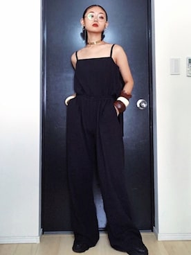 「Handmade（ハンドメイド）のアイテム（キャミソール、ブラック系）」を使った、awoi.hさん（レディース・164cm）の秋コーディネート