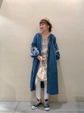 「CIAOPANIC TYPY（チャオパニックティピー）の【2WAY】サーマルヘンリータンク（タンクトップ）」を使った、Chisato  さん（レディース・157cm）の春コーディネート