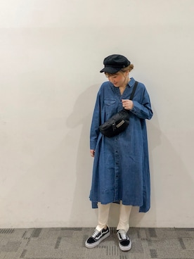 「LEE」｜「アイテム（シャツワンピース）」を使った、Chisato  さん（レディース・157cm）の春コーディネート