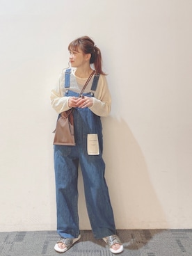 「アイテム（サロペット/オーバーオール）」を使った、Chisato  さん（レディース・157cm）の夏コーディネート