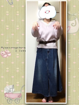 「LA BELLE ETUDE（ラベルエチュード）のアイテム（デニムスカート）」を使った、てんびんさん（レディース・157cm）の秋コーディネート