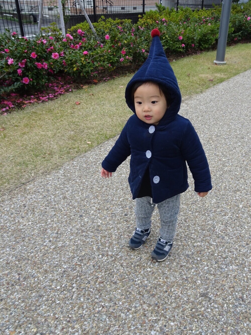 「男の子コーデ、プチプラ、kids、小人コート、むすこーで、公園コーデ」｜「ZARA KIDSのアイテム（パンツ、グレー系）」を使った、kobamiiさん（キッズ・80cm）の冬コーディネートの1枚目の写真