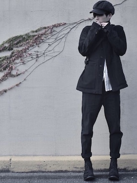 「Ann DEMEULEMEESTER（アンドゥムルメステール）のアイテム（ジャケット/アウター）」を使った、いりえさん（メンズ・177cm）の秋コーディネート