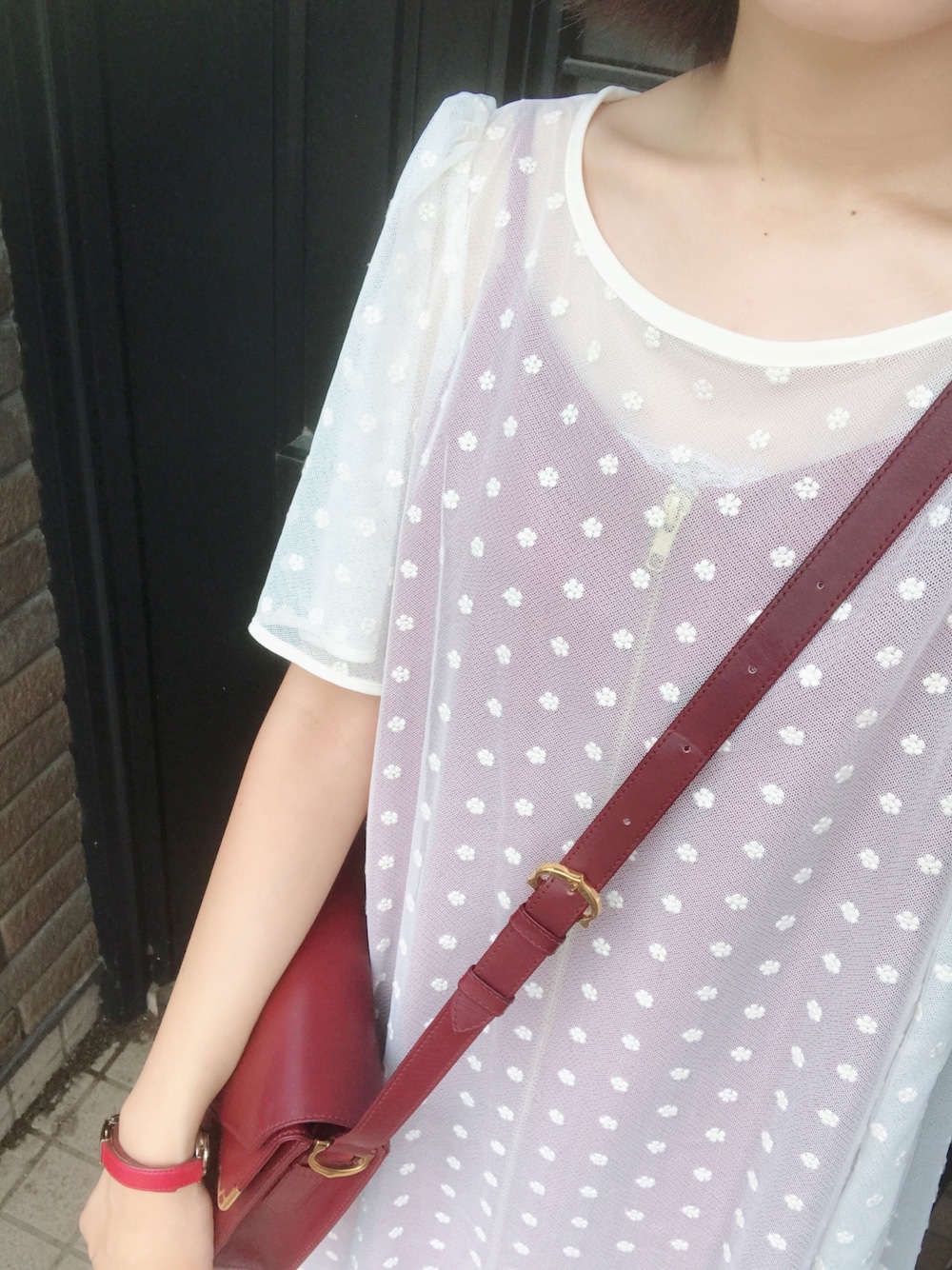 「夏、ガーリー、ワンピース、シースルー、ショルダーバッグ、GYFToKyo、Cartier、低身長」｜「GYF Tokyoのアイテム（ワンピース/ドレス、ホワイト系）」を使った、KOTOHAさん（レディース・153cm）の夏コーディネートの1枚目の写真