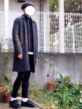 「アイテム（ステンカラーコート）」を使った、ケージさん（メンズ・175cm・10代）の冬コーディネート