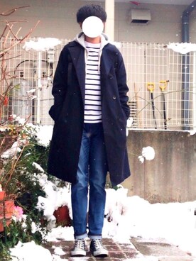 「abahouse」｜「アイテム（トレンチコート）」を使った、ケージさん（メンズ・175cm）の冬コーディネート