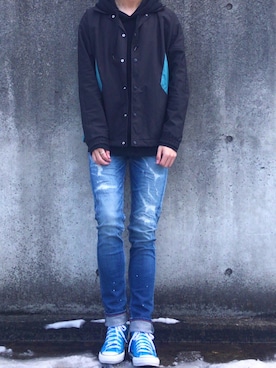 「MR.OLIVE（ミスターオリーブ）のアイテム（ナイロンジャケット）」を使った、ケージさん（メンズ・175cm）の冬コーディネート