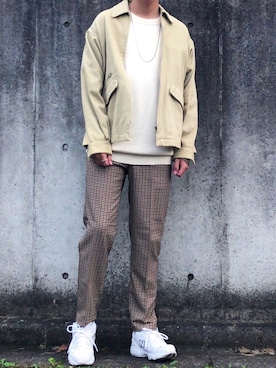 「秋のブラウンスタイル」｜「アイテム（ブルゾン）」を使った、ケージさん（メンズ・175cm）の秋コーディネート