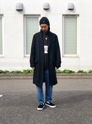 24aw WACKO MARIA ブラック チェスターコート WACKO MARIA ブラック