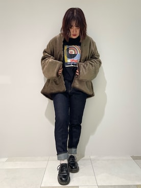 「Dr. Martens（ドクターマーチン）のDr.Martens / ドクターマーチン 1461 3EYE GIBSON SHOE 3ホール ギブソン シューズ ブーツ（ブーツ）」を使った、ななこさん（レディース・155cm）の秋コーディネート