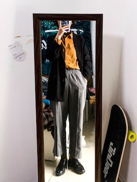「MONKI（モンキ）のアイテム（テーラードジャケット）」を使った、土土肥肥圆圆圆圆さん（レディース・166cm）の秋コーディネート