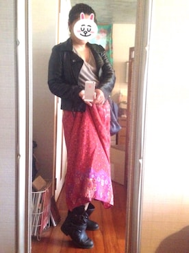 「アイテム（香水、オレンジ系）」を使った、Jemさん（レディース・156cm）の冬コーディネート