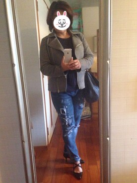 「アイテム（香水、オレンジ系）」を使った、Jemさん（レディース・156cm）の冬コーディネート