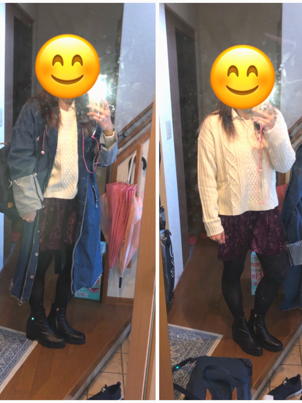 「ZARAのアイテム（デニムジャケット、ブルー系）」を使った、Saeさん（レディース・155cm）の秋コーディネートの1枚目の写真