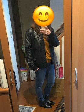 「DOLCE&GABBANA（ドルチェアンドガッバーナ）のアイテム（ライダースジャケット）」を使った、Saeさん（レディース・155cm）の秋コーディネート