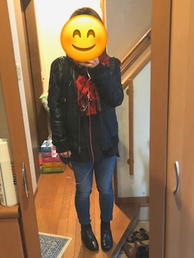 「DOLCE&GABBANA（ドルチェアンドガッバーナ）のアイテム（ライダースジャケット）」を使った、Saeさん（レディース・155cm）の秋コーディネート