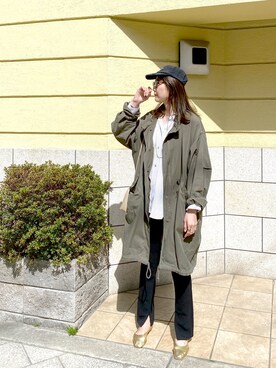 「スキニー」｜「アイテム（モッズコート）」を使った、satomiさん（レディース・170cm）の春コーディネート