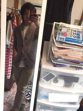 「AZUL by moussy（アズールバイマウジー）のアイテム（チノパンツ）」を使った、kioちゃん.さん（メンズ・172cm）の冬コーディネート