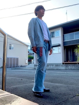 「ユニクロU」｜「アイテム（デニムジャケット）」を使った、vv_mattiさん（メンズ・174cm）の春コーディネート