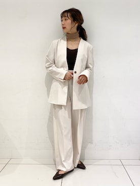 「SENSE OF PLACE by URBAN RESEARCH（センスオブプレイスバイアーバンリサーチ）のアイテム（ノーカラージャケット）」を使った、りなてぃさん（レディース・155cm）の冬コーディネート
