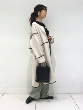 「パイピングコート」｜「アイテム（アクセサリー）」を使った、りなてぃさん（レディース・155cm）の春コーディネート