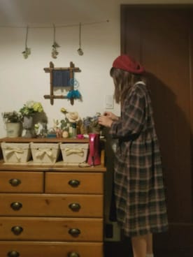 「パシオスのアイテム（ワンピース、ブラウン系）」を使った、❥MARUさん（レディース・158cm）の秋コーディネート
