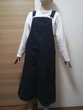 「gu」｜「アイテム（サロペット/オーバーオール）」を使った、ちょこれーとさん（レディース・165cm）の冬コーディネート
