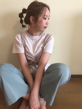 「Heather（ヘザー）のアイテム（スラックス）」を使った、narumiさん（レディース・164cm）の春コーディネート