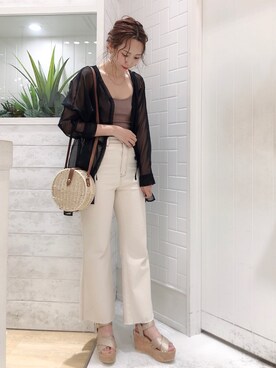 「Heather（ヘザー）のサイドスリットスケチュニックシャツ　885763（シャツ/ブラウス）」を使った、narumiさん（レディース・163cm）の春コーディネート