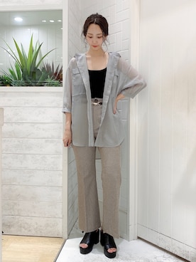 「Heather（ヘザー）のアイテム（スラックス）」を使った、narumiさん（レディース・163cm）の夏コーディネート