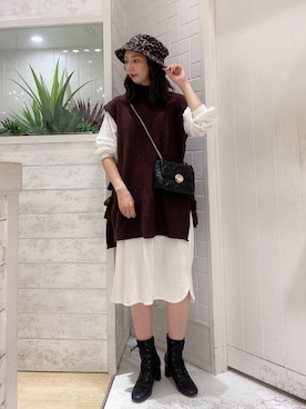 「Heather（ヘザー）のアイテム（ワンピース/ドレス）」を使った、narumiさん（レディース・163cm）の秋コーディネート