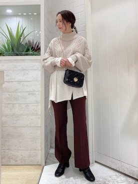 「Heather（ヘザー）のアイテム（スラックス）」を使った、narumiさん（レディース・163cm）の秋コーディネート