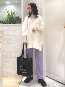 「Heather（ヘザー）のアイテム（スラックス）」を使った、narumiさん（レディース・163cm）の冬コーディネート