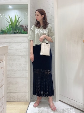 「Heather（ヘザー）のアソートクロップドＴシャツ　948601（Tシャツ/カットソー）」を使った、narumiさん（レディース・163cm）の春コーディネート