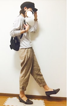 「archives（アルシーヴ）のアイテム（キャップ）」を使った、ゆゆゆり。さん（レディース・160cm）の春コーディネート