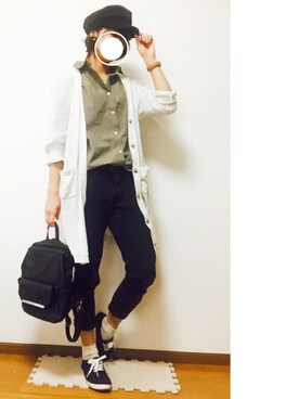 「archives（アルシーヴ）のアイテム（キャップ）」を使った、ゆゆゆり。さん（レディース・160cm）の春コーディネート