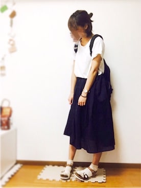 「Lee（リー）のアイテム（シューズ）」を使った、ゆゆゆり。さん（レディース・160cm）の夏コーディネート