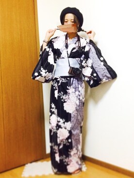 「浴衣」｜「アイテム（雑貨/ホビー）」を使った、ゆゆゆり。さん（レディース・160cm）の夏コーディネート