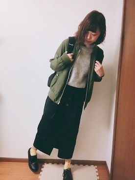 「RETRO GIRL（レトロガール）のアイテム（ブルゾン）」を使った、ゆゆゆり。さん（レディース・160cm）の春コーディネート