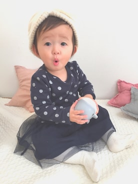 「H&M baby」｜「アイテム（ワンピース/ドレス）」を使った、mitsuba1119さん（キッズ・70cm）の冬コーディネート