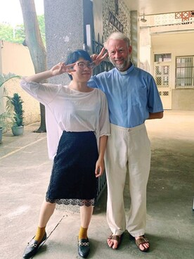 「H&M（エイチ・アンド・エム）のアイテム（ローファー）」を使った、Agnès Yeさん（レディース・155cm）の秋コーディネート
