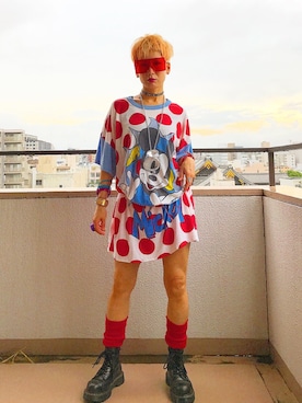 「アイテム（ワンピース/ドレス、シルバー系）」を使った、カラフルカモーンさん（レディース・160cm）の夏コーディネート