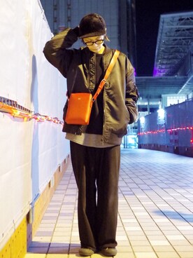 「Lui's（ルイス）のアイテム（MA-1）」を使った、アライ@youtubeさん（メンズ・176cm）の冬コーディネート